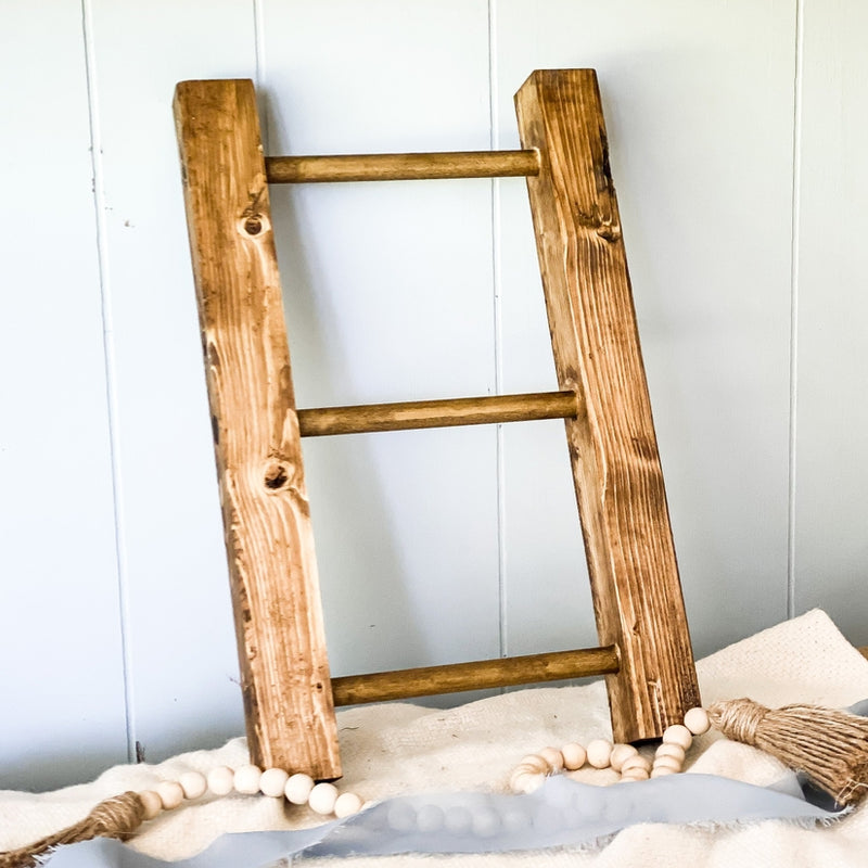 Wooden Stained Countertop Towel Ladder